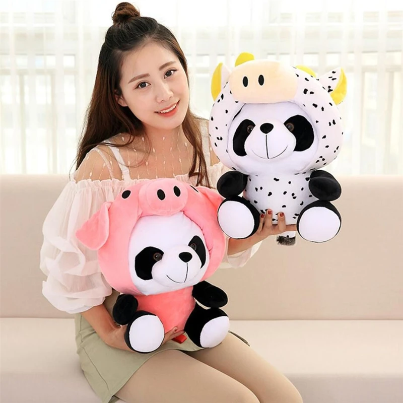 Lalafanfan-Panda de peluche del zodiaco chino, muñeco de animales transformados en Panda, estilo chino, tigre Kawaii, regalo de cumpleaños para niños