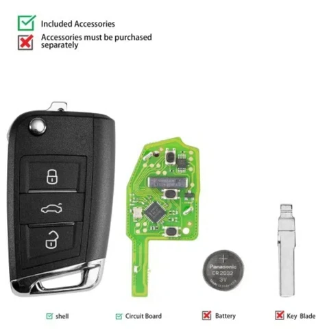 Xhorse XSMQB1EN Умный дистанционный ключ VW MQB Filp 3-кнопочный бесконтактный английский