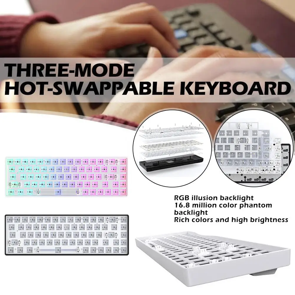 

Игровая механическая клавиатура MAG68, 3 режима, беспроводная, 68 RGB подсветка, клавиши замены, 2,4 ГГц, популярная клавиатура «сделай сам», Bluetooth E1T4