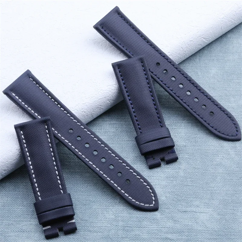 Мягкий Черный Синий Холщовый нейлоновый кожаный ремешок 23 мм для наручных часов
