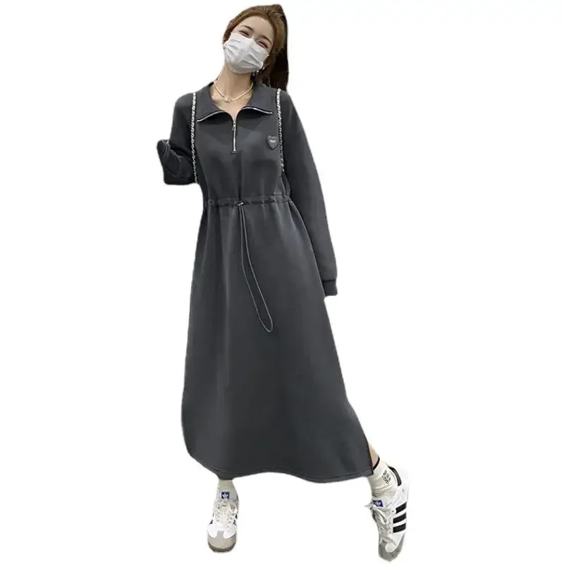 Новинка 2024 женское осеннее платье-свитшот с длинным рукавом и капюшоном