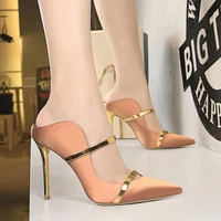 new heels women sexy baotou drag stiletto high heels sexy pointed hollow shallow mouth one word belt womens slippers