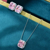 wong rain 925 sterling silver 1011 mm pink created moissanite gemstone ringearringspendantnecklace for women jewelry set