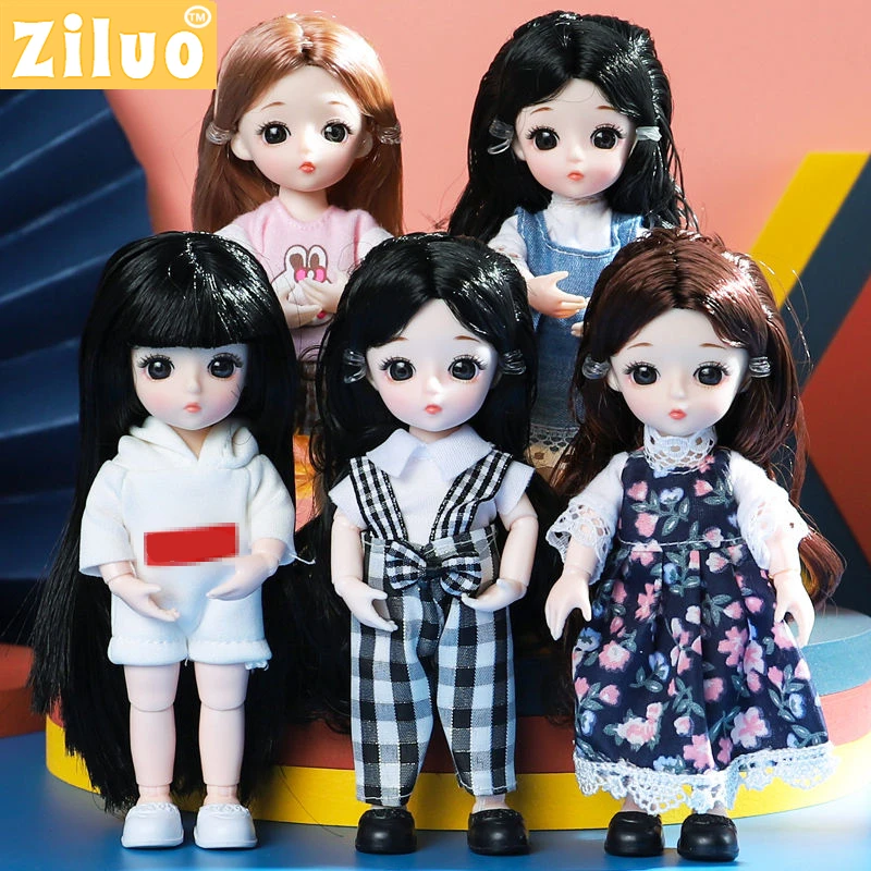 Doll For Girl Toy BJD Mini Doll 13 Movable Joint Baby 3D Big Eyes Beautiful DIY Toy Doll With Clothes Dress Up 1/12 Fashion Doll