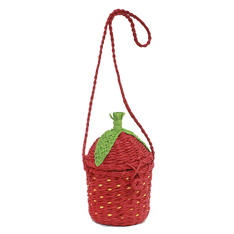 Autumn new women's Straw bag Pastoral Woven shoulder messenger bag travel strawberry grass weaving Messenger bag