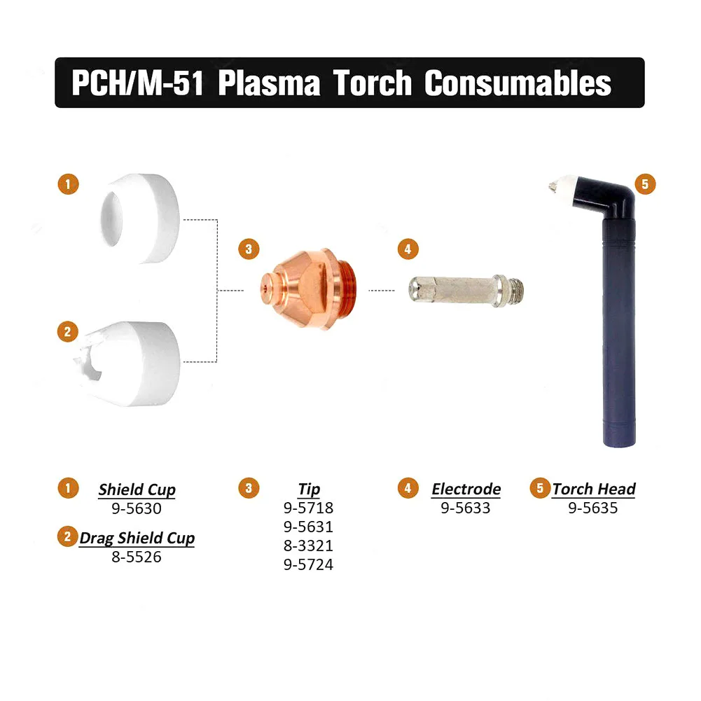 

10PCS Plasma Torch Electrodes NozzlePlasma Cutter Welding Tools Consumable Accessories WSP-10041 For PCH-51 3XRTM 4XITM 5XRTM