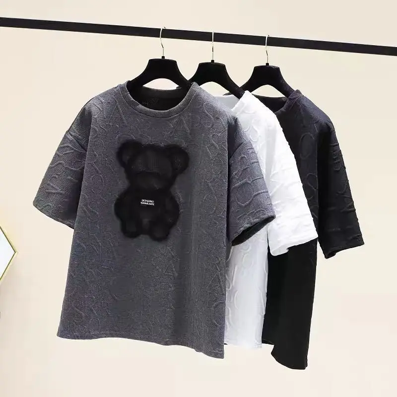 Boys' and girls' clothes 2022 summer new medium and large children's loose short sleeve western student fashion T-shirt