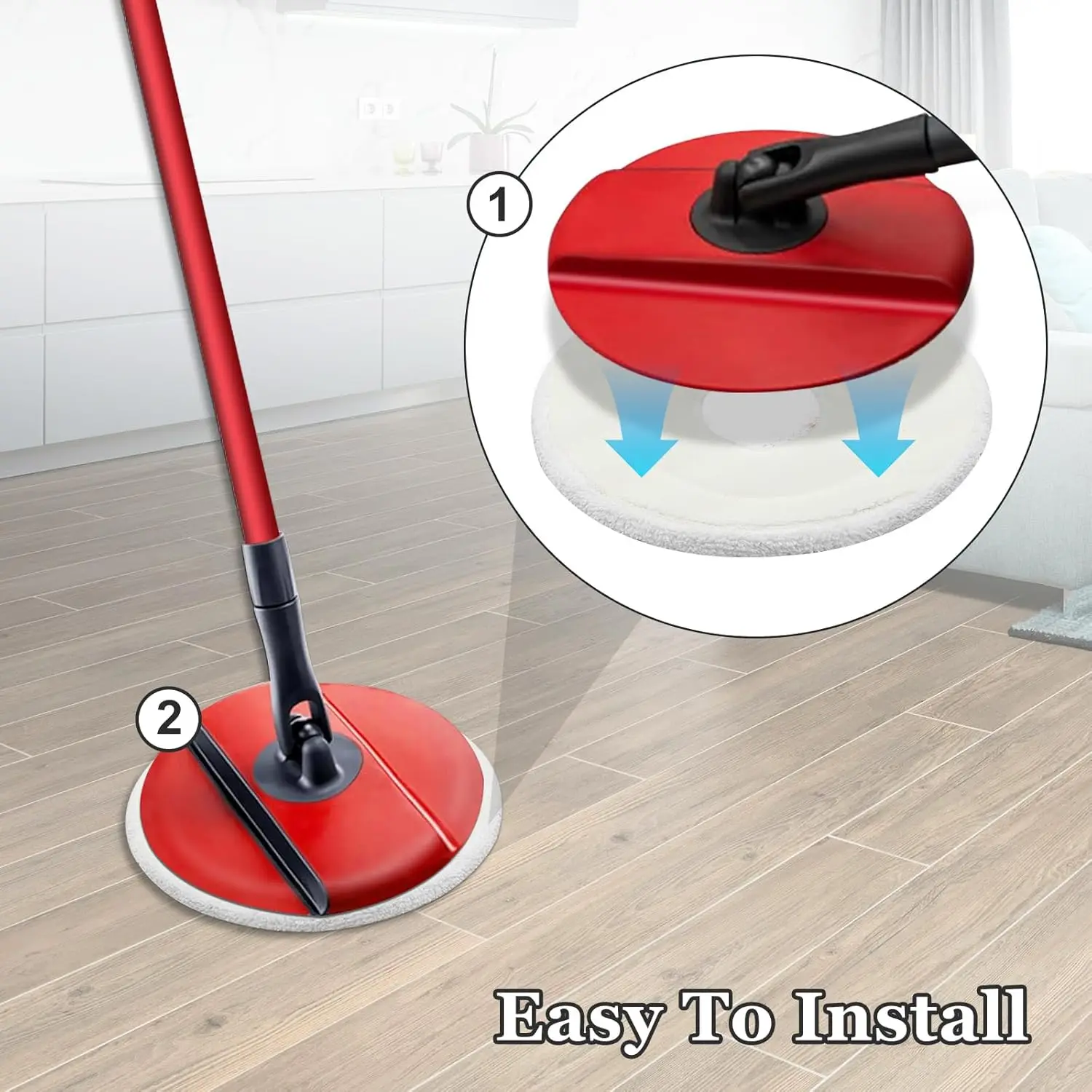 Фото Сменные подушечки для швабры Vileda Clean Spin, сменные насадки для швабры, моющаяся сменная насадка из микрофибры для чистки пола №3