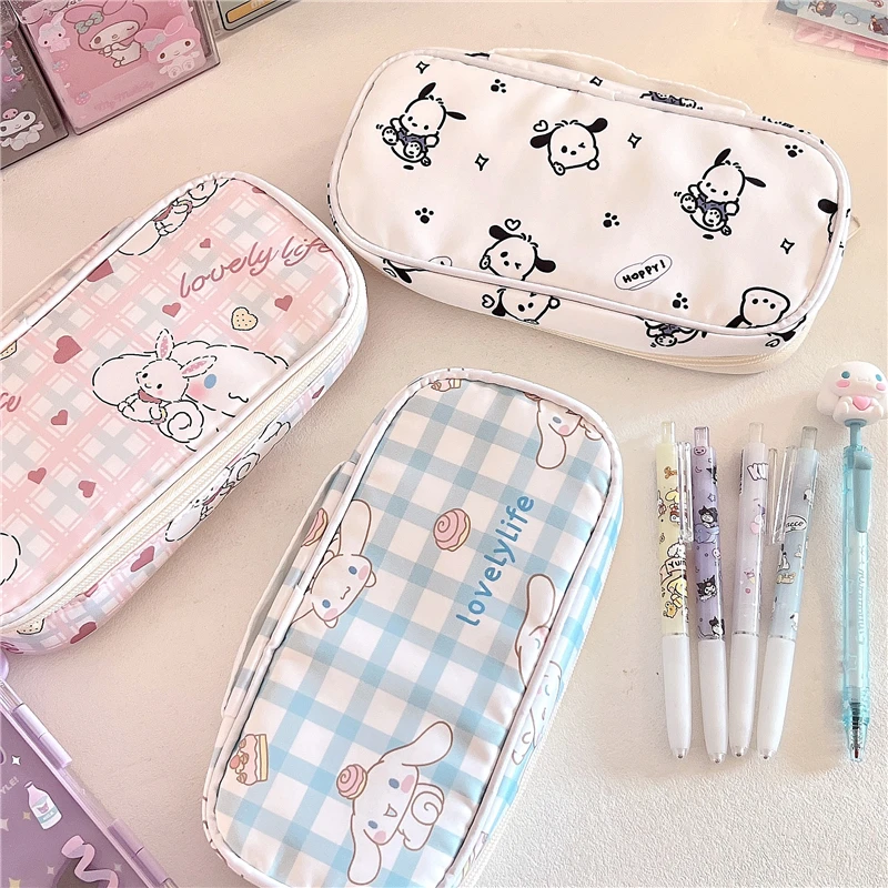 

Sanrioes Anime Cinnamoroll Cartoon Kawaii Large Capacity Pencil Case Storage Pen Bag School Stationery Portable Cosmetic Bag