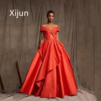 xijun elegant noble prom dresses v neck off the shoulder women evening dresses a line floor length ruffled vestidos de gala