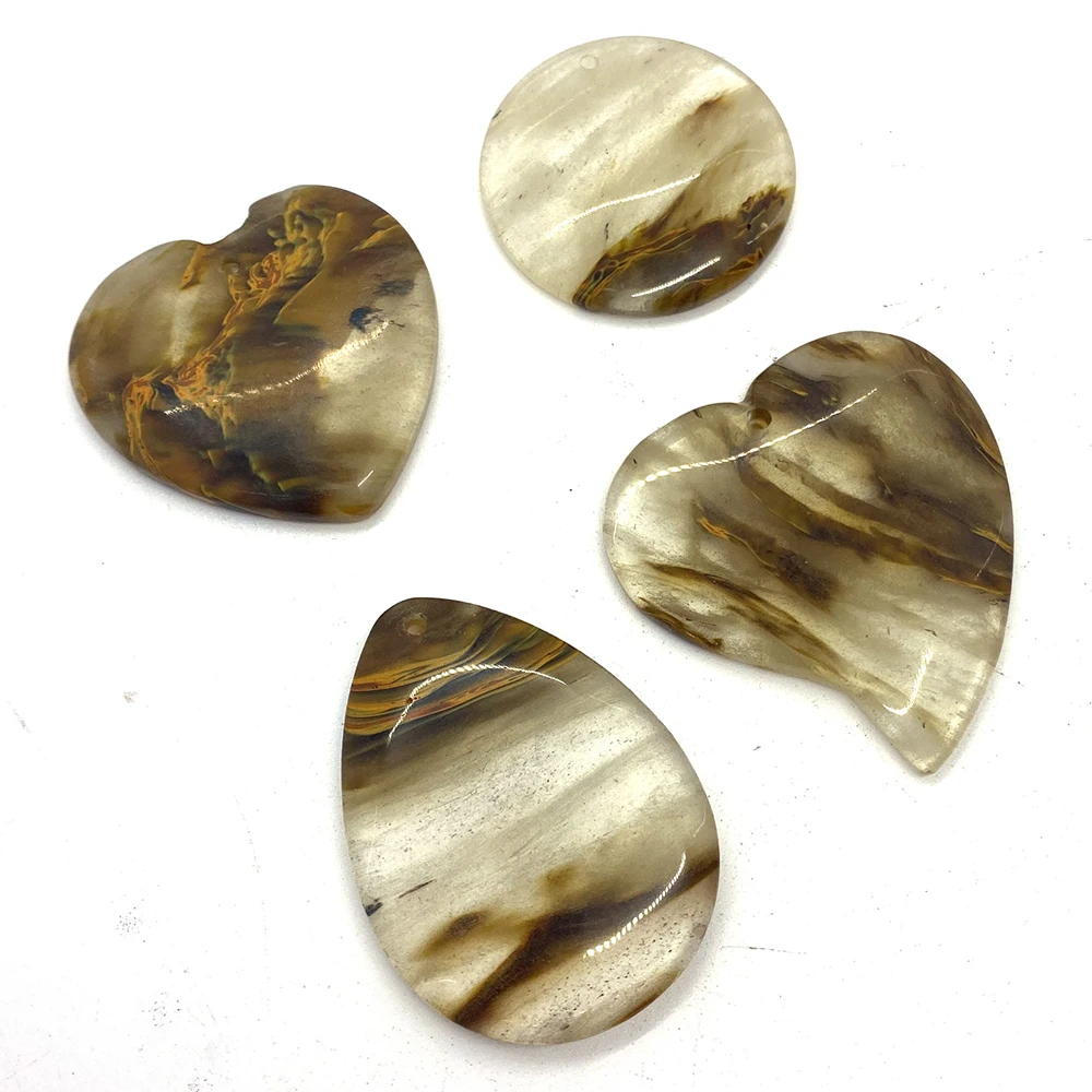 

Natural Gemstone Crystal Oval Charms for Jewelry Making DIY Necklace Earrings Reiki Round Tea Watermelon Crystal Pendants 5pcs