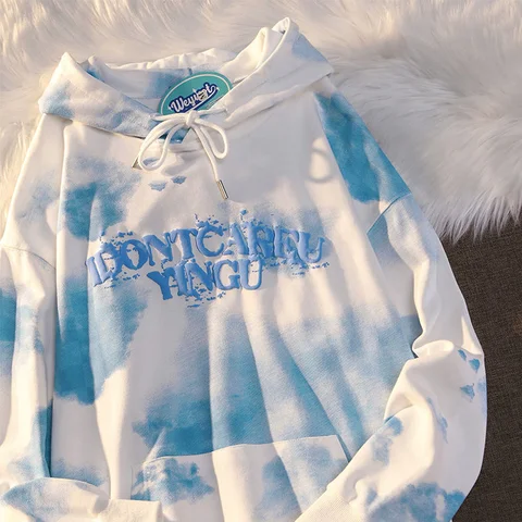ALANOS Women Hoodies Long-sleeved Sweatshirt Oversized Style Loose Streetwear Casual Tie Dye Pullover Spring Women's Clothing
