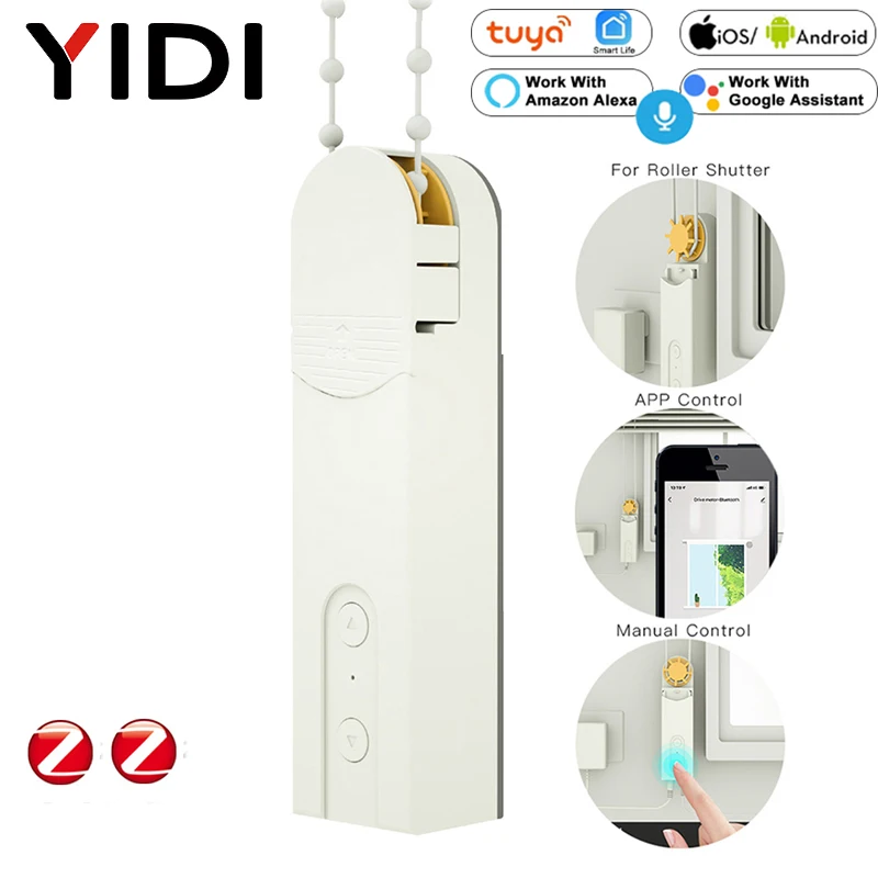Smart DIY ZigBee Motorized Roller Blinds/Shades Drive Solar Panel Motor Tuya Smart Life Remote Control Alexa Google Home Voice