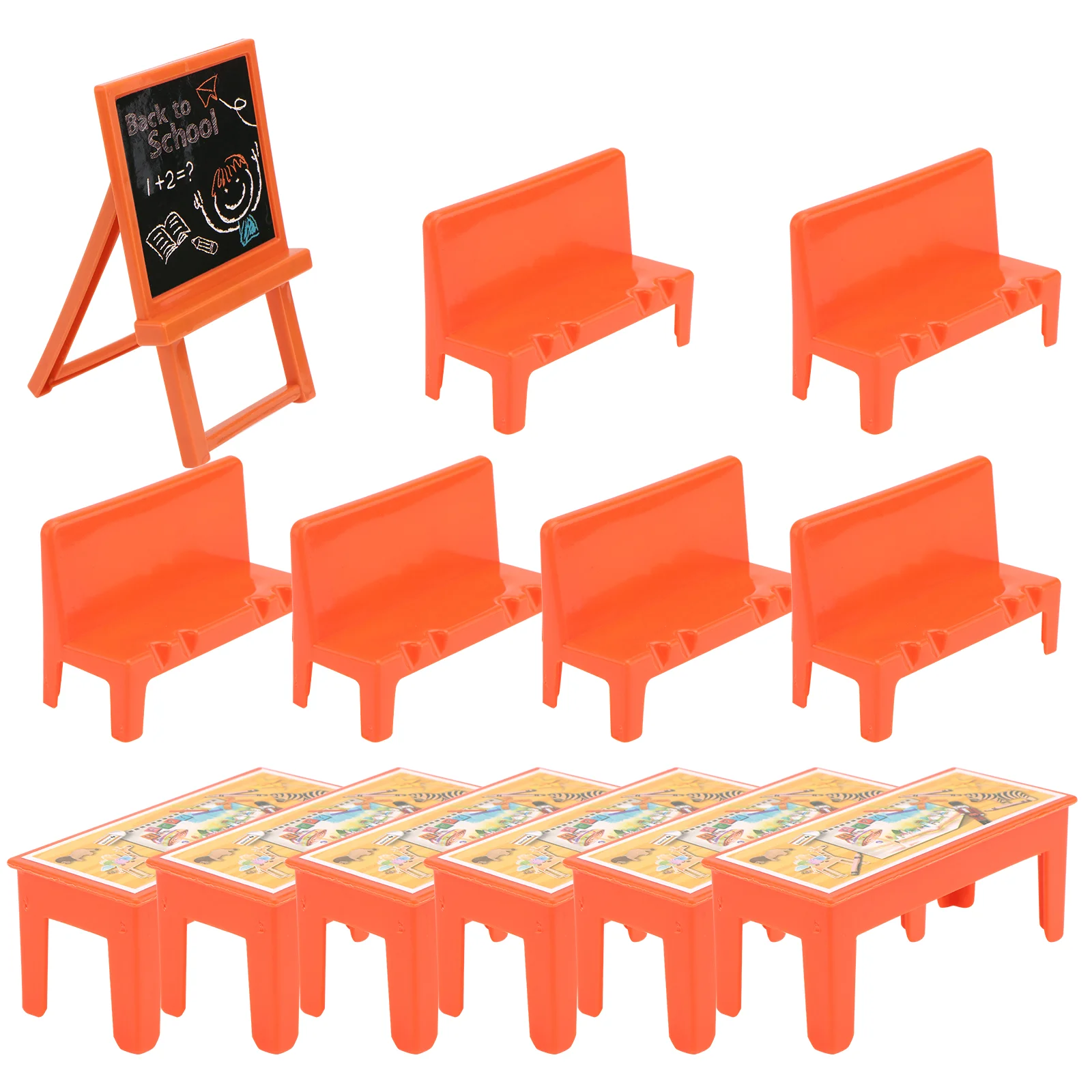 

Mini Furniture Miniature Classroom Desk Model Wooden School Blackboard Accessories Housedoll Chair Playpretend Set Miniatures