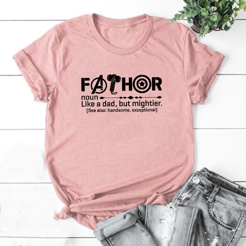 

FATHERT-Shirt Noun Like A Dad Tees Men JustWay Funny Dad T-Shirt Definition White Tee Father's Day Gift Husband Daddy Tops L