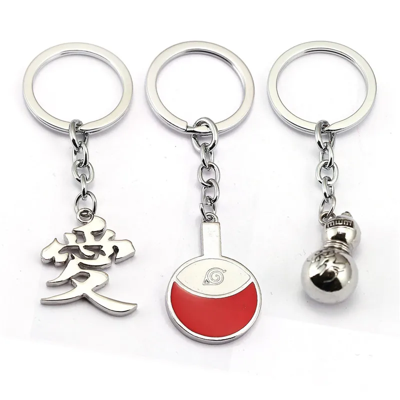 Anime Naruto Gaara Gourd Love Logo Sasuke Uchiha Gaara Gourd Keychain Key Ring Holder Action Figure Cosplay Toys