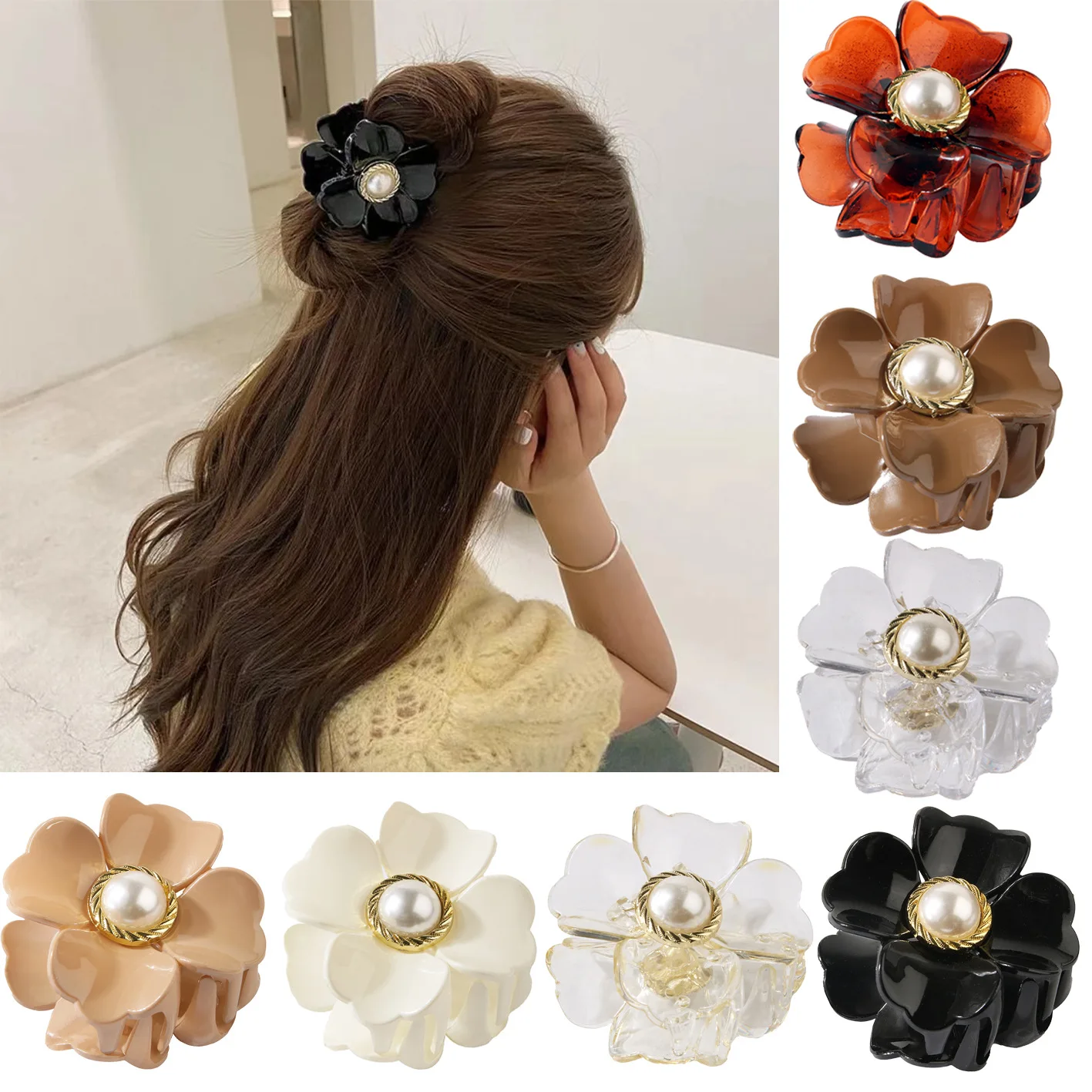 

AISHG Flower Shape Claw Clips Women Elegant Korean Hair Clip Crab Clamps Charm Candy Color Hairpin for Girls Hair Accessories