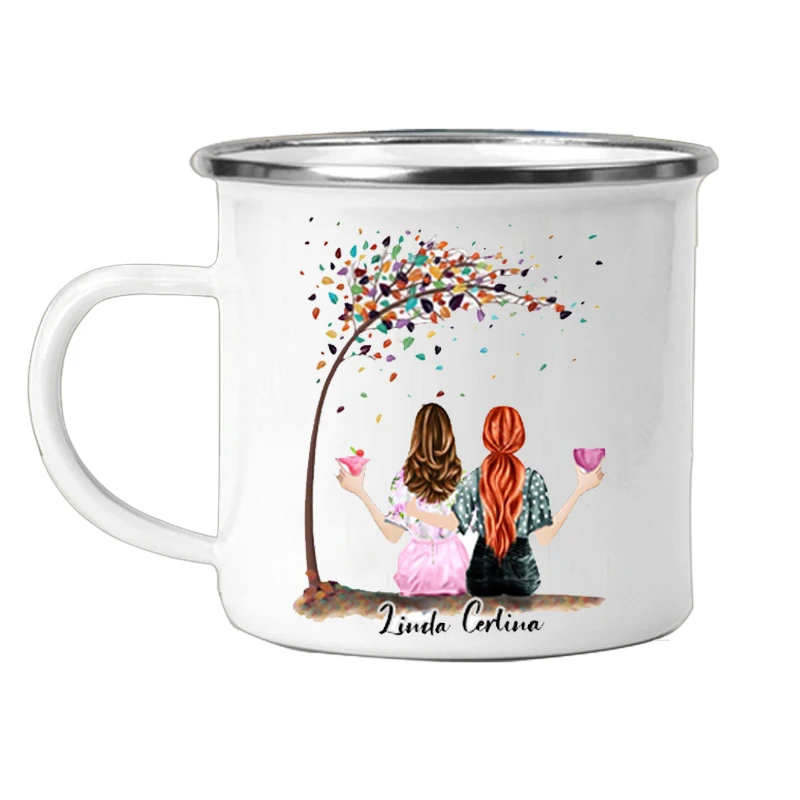 

Personalised Best Friend Mug Customized Name Coffee Mugs Drink Wine Juice Tea Cups Cartoon Girls Printed Cup Gifts For Sisters