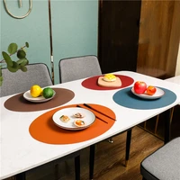 vintage coasters nordic style morandi color double sided waterproof leather dining table mat hotel western thermal insulation