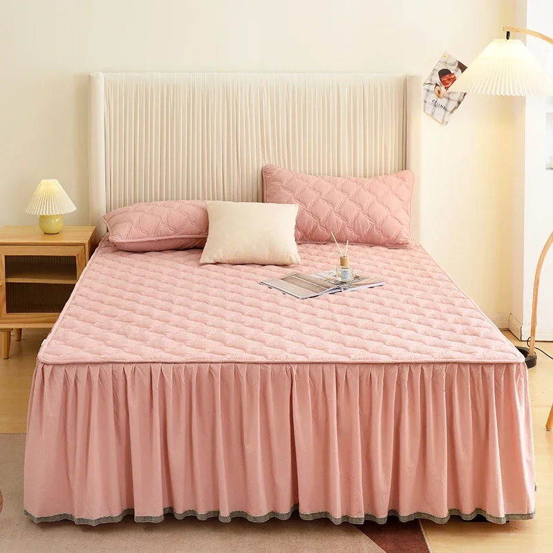 Толстая хлопковая юбка с воланами двуспальные простыни стеганое покрывало