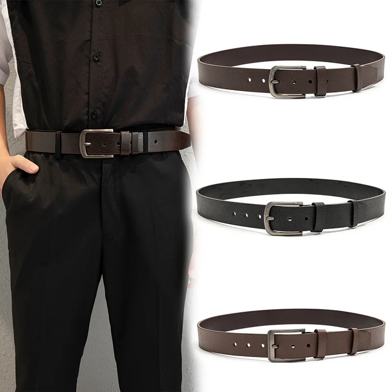 Men'S Stylish Casual Decorative Jeans With Outdoor Alloy Needle Buckle Wide Belt