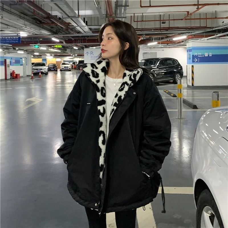 Cow Leopard Print Lapel Long-sleeved Fashion Coat Trend Faux Fur Double-sided Warmth 2022 Winter New Women's Jacket Cute Jacket