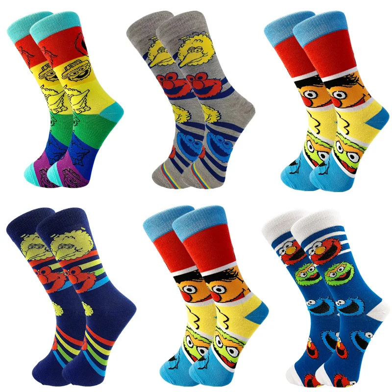 

Sesame Street Cosplay Socks Cartoon Elmo Cookie Monster Novelty Pattern Funny Cute Women Men Socks Winter Spring Cotton Socks