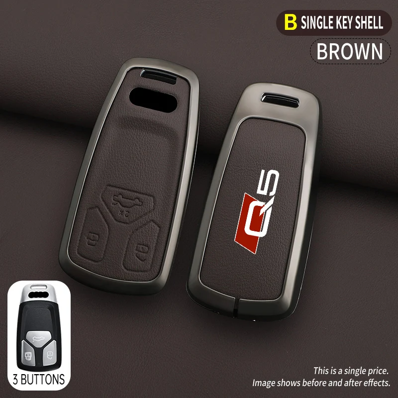 

Кожаный чехол для автомобильного ключа из цинкового сплава, чехол для Audi Q5 SQ5 8R FY 2015 2022 2023, автомобильные аксессуары без ключа