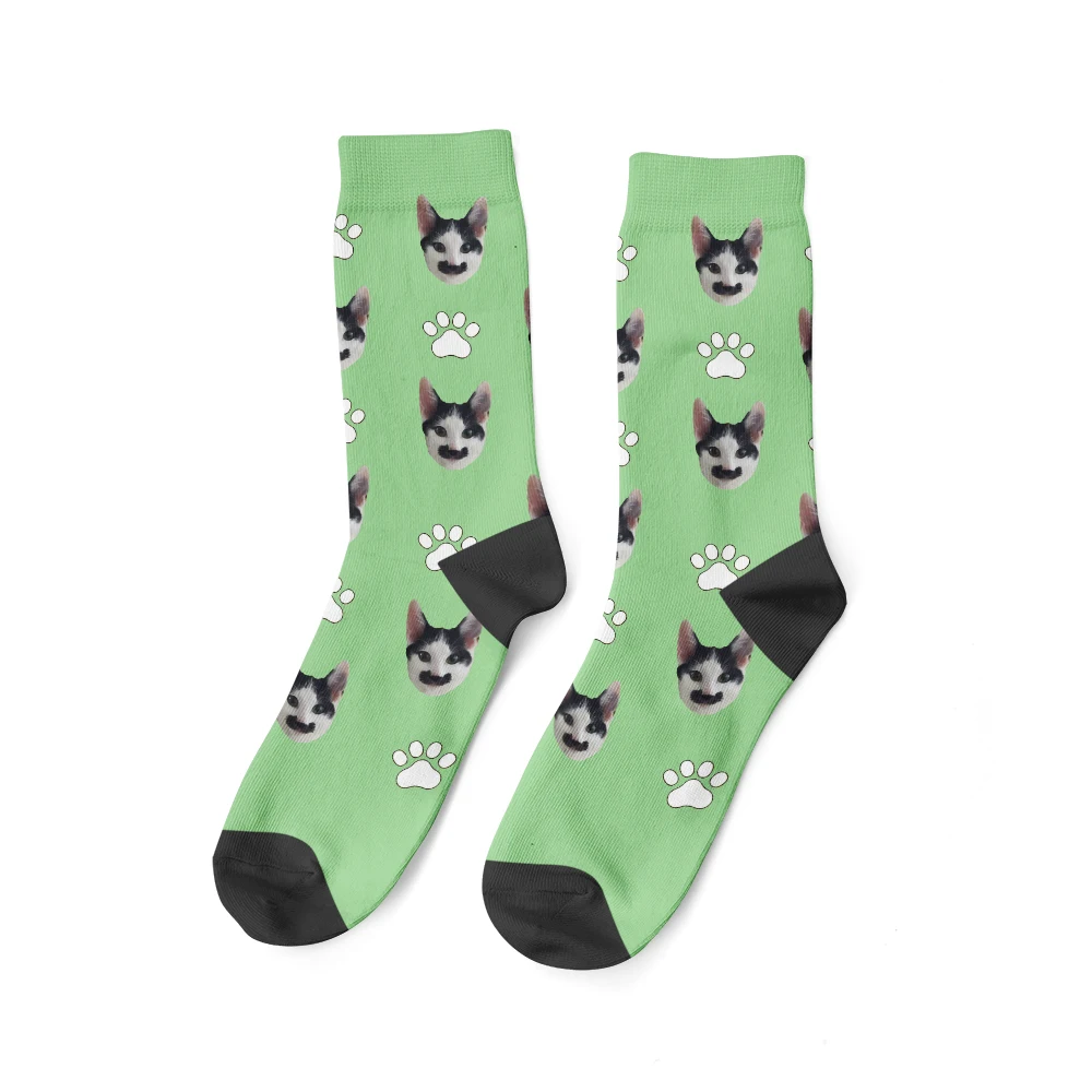 Personalized Custom Sock For Cat Lovers Animal Photo Pet Cat Kitten Socks Cat Lover Cute Funny Long Socks Men Women Gifts