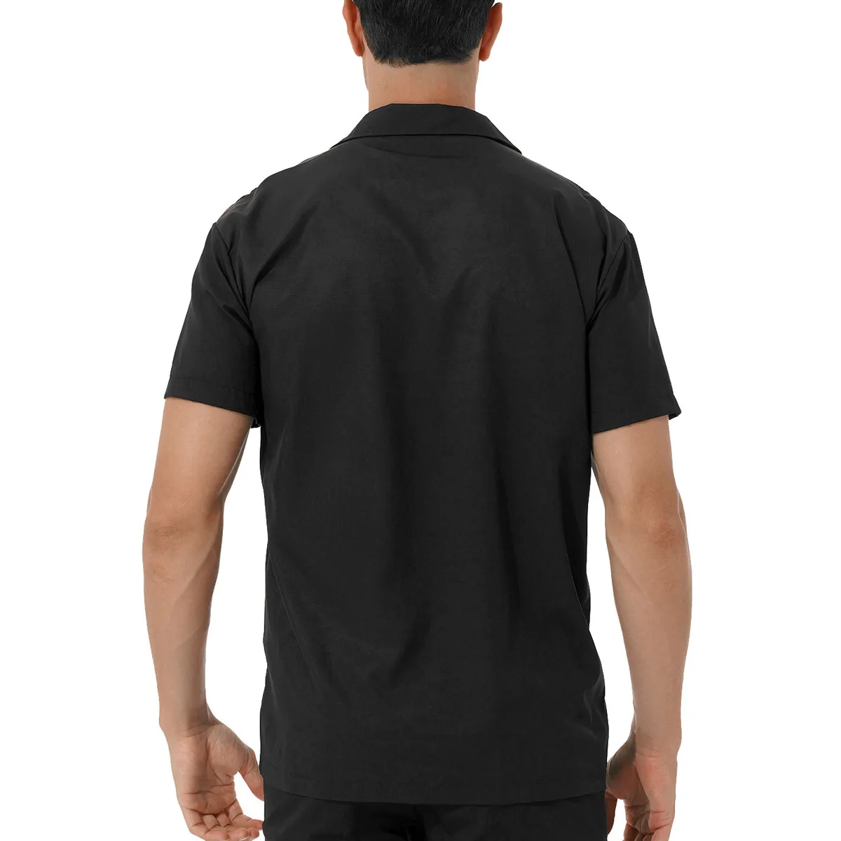 Mens Casual Bowling Shirt Fashion Loose Color Block Button Down Short Sleeves Turn-Down Collar Cuban Style Fifties Camp Shirt