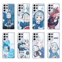 gawr gura hololive anime phone case for samsung s20 fe lite s21 s30 ultra s8 s9 s10 e plus transparent cover clear funda