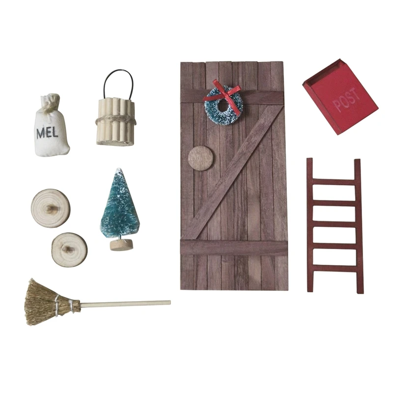 

Кукольный домик, Рождественская елка с украшениями, рождественские игрушки, «сделай сам», дверная стена, дверь ручной работы, миниатюры, дек...