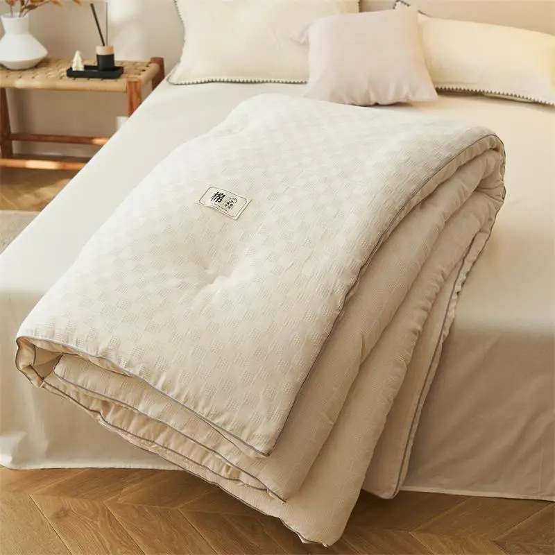 

Soft Grid Quilt with Filling Cotton Soybean Comforter Waffleburger Winter/Autumn Duvet Thicken Jacquard Edredón Bed Linen