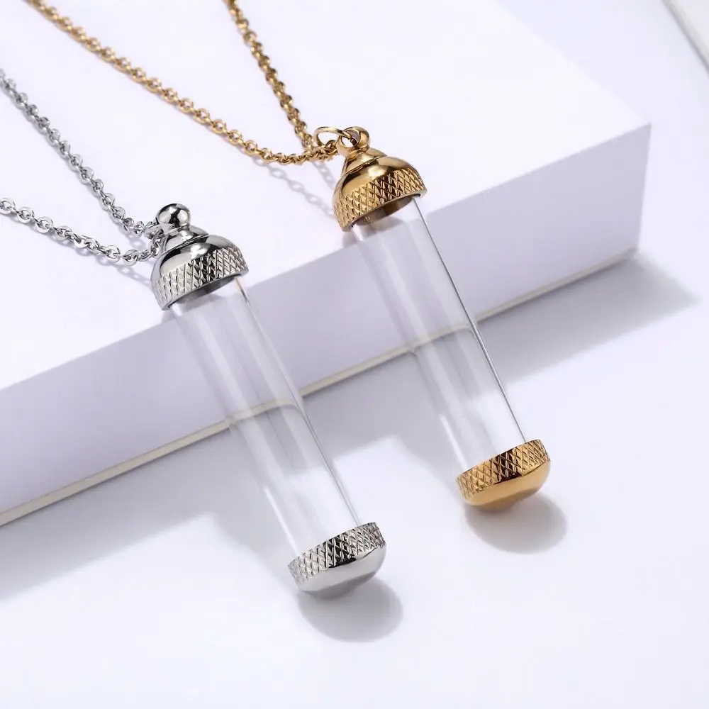 Золотое серебряное стеклянное ожерелье в форме флакона сделай сам для золы песок