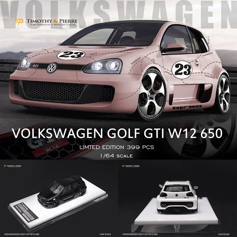 

TP 1:64 GOLF GTI W12 650 Car Model Original Modification Pink Pig Resin Diorama Collection Miniature Carros Toys