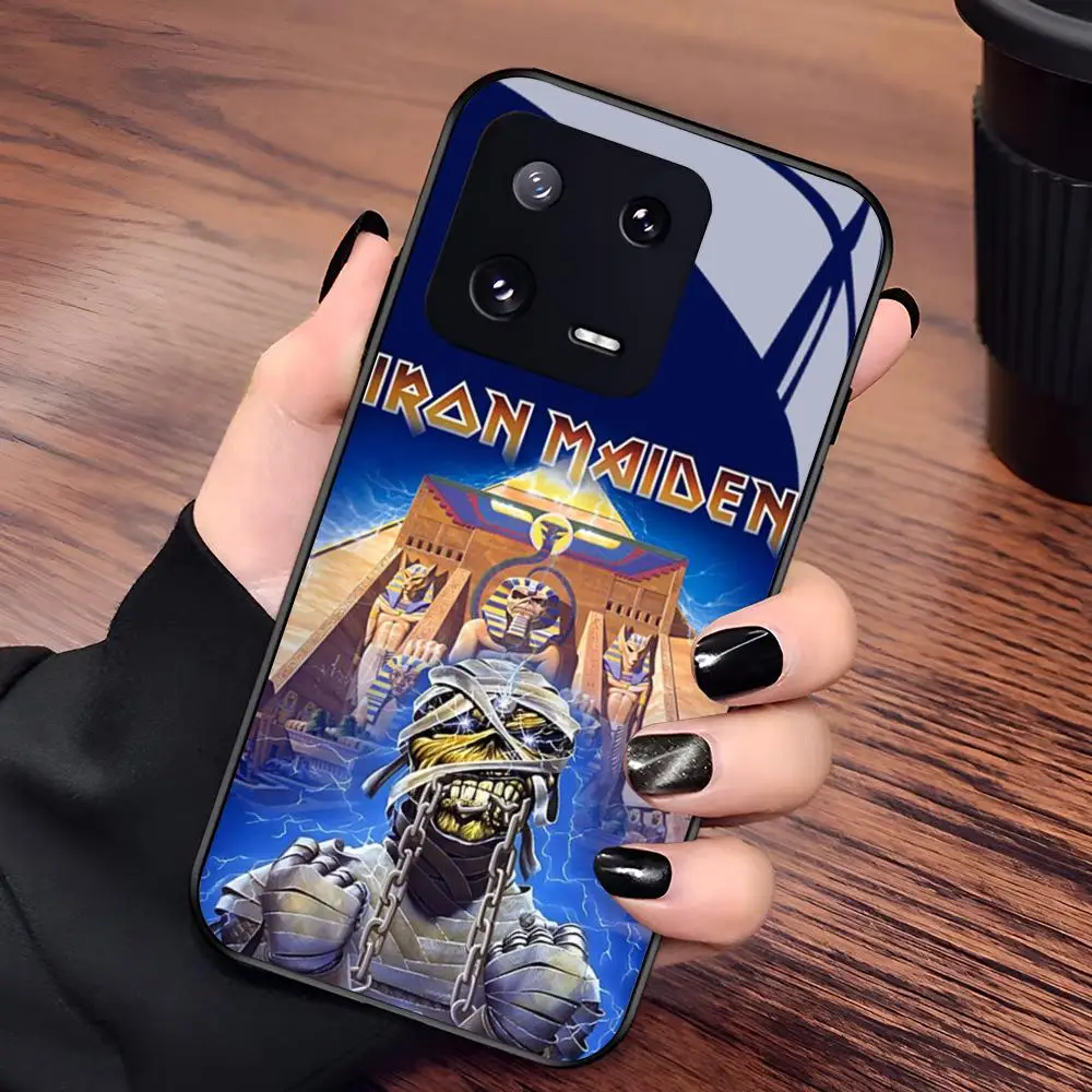 Фото Чехол для телефона Iron R-Rock M-Maiden для Xiaomi 17 15 14 13 12 Mi 11 X T Ultra Pro Lite 5G, черный, стеклянный №3