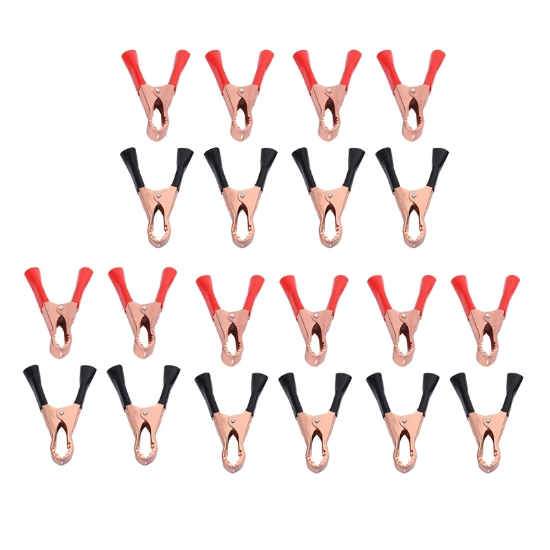 

10 Pair Copper Plated Insulated Car Battery Clips Alligator Clamps 50A Red Black