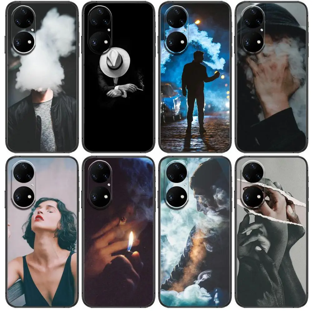 

melancholy Phone Case For Huawei p50 P40 p30 P20 10 9 8 Lite E Pro Plus Black Etui Coque Painting Hoesjes comic fas