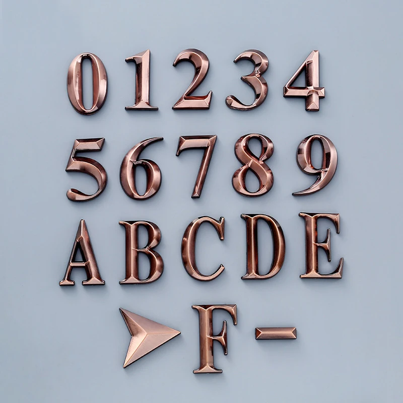 1x Red Copper Self Adhesive Door Number Sign Letter Digit Apartment Hotel Office Door Address Street Number Stickers Plate Sign