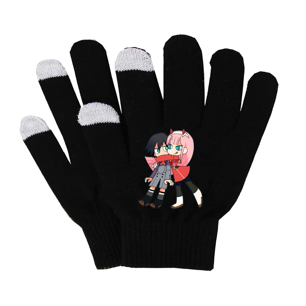 

Teenager Gloves Plush Lining Unisex Winter Soft Gloves Phone Screen Touch Gloves For anime DARLING in the FRANXX Cartoon Gloves