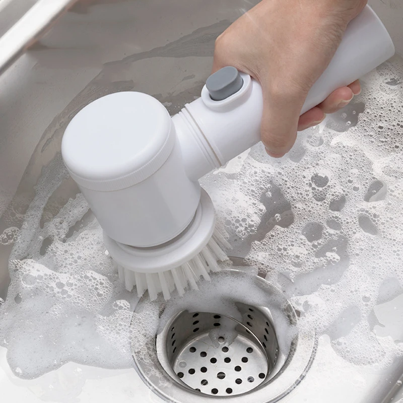 New Hand-held Electric Washing Brush Kitchen Dishwasher Bathtub Scrubbe 5in1 Multi-purpose Household Cleaning Polishing Tools