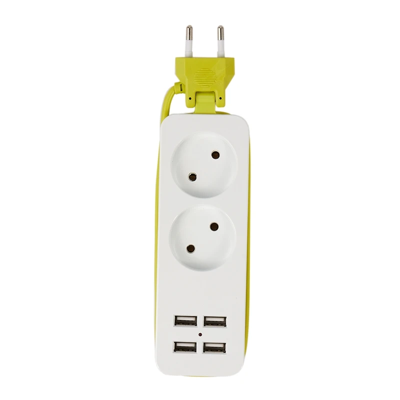 Вилка европейского стандарта 4 USB с кабельной вилкой 2 разъема порта переменного