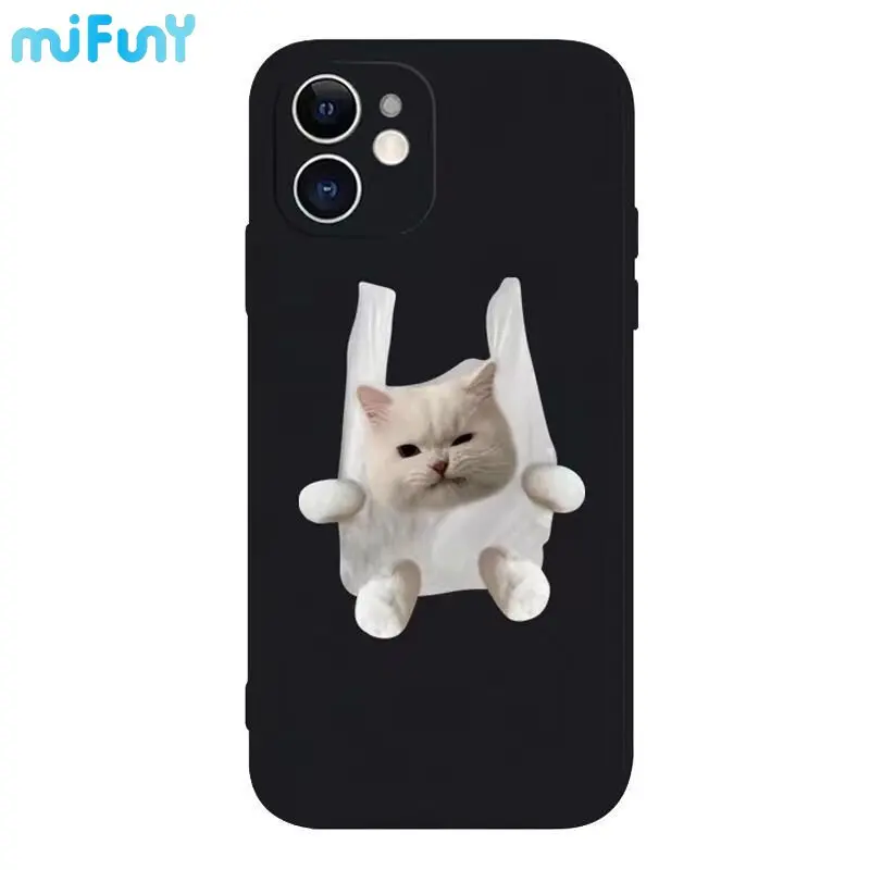 

Mifuny Cute Phone Case 14Pro Garbage Bag Cat Cartoon Dog Cat Soft Phone Case for IPhone13 12 11Pro Max Shockproof Phone Cover