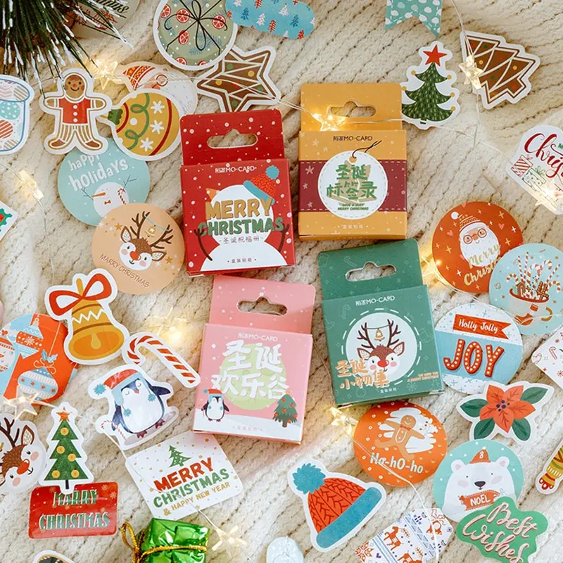 

45Pcs/Box Christmas Decorative Sticker Merry Christmas Santa Claus Stickers For Diy Scrapbook Diary Album Decoration Stationery