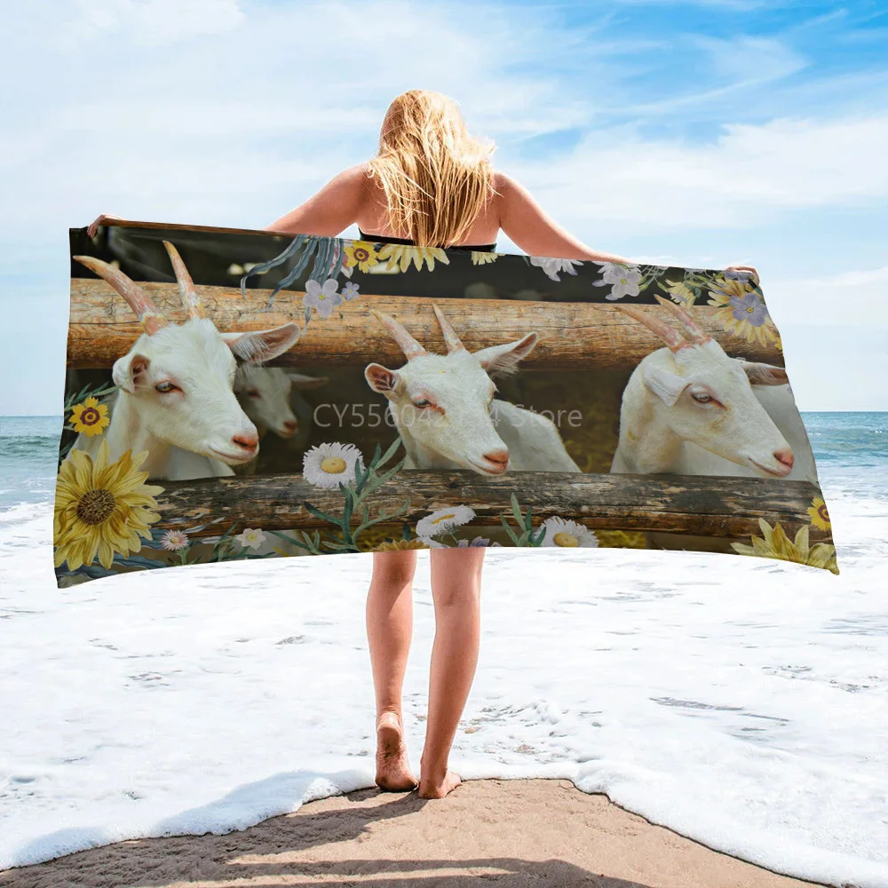 

Пляжное полотенце с принтом подсолнуха, козы, быстросохнущее полотенце из микрофибры для занятий спортом на открытом воздухе