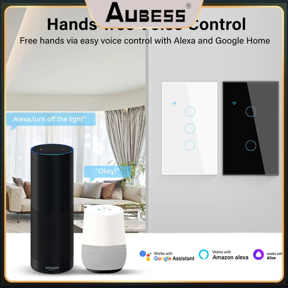 

Easy Setting Up Light Wall Button Smart Home Touch Switch Three Control Methods Voice Control Neutral Wire Single Fire Switch