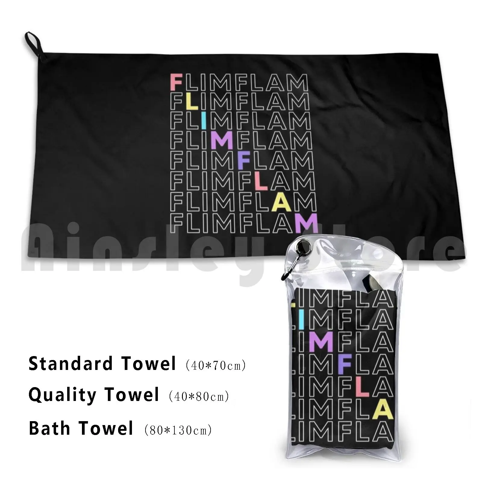 Flim Flam Repeat Colorful Custom Towel Bath Towel Flim Flam Merch Flim Flam Flim Flam Typography Popular