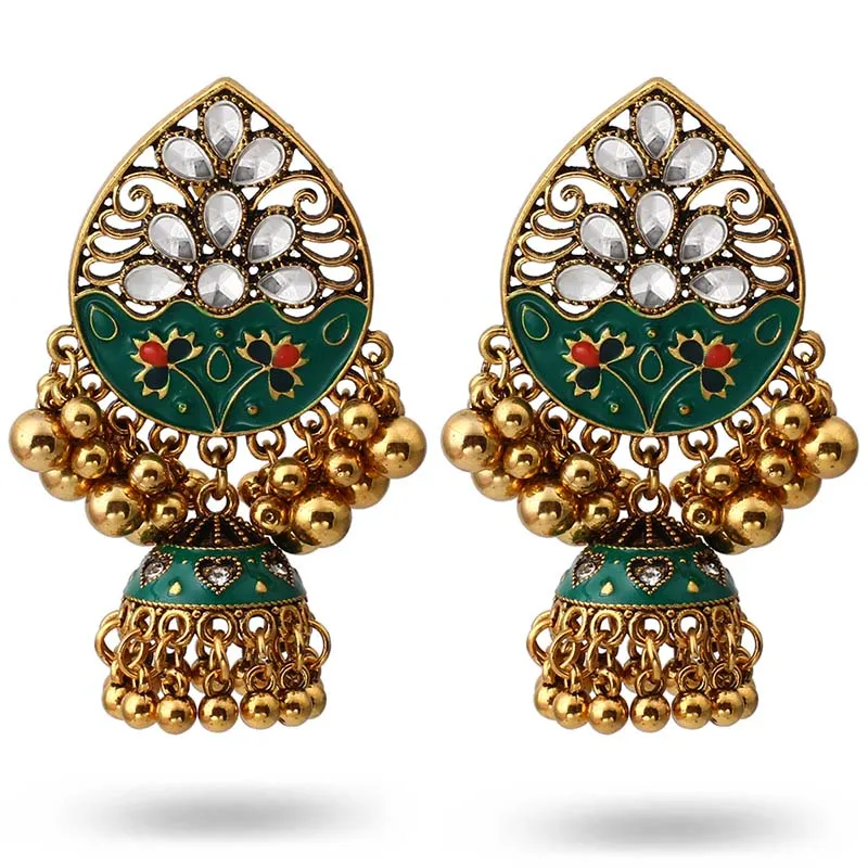 

Индийские серьги Jhumki Jhumka ручной работы в форме цветка розовые эпоксидные серьги для пирсинга винтажные Модные женские ювелирные изделия ве...