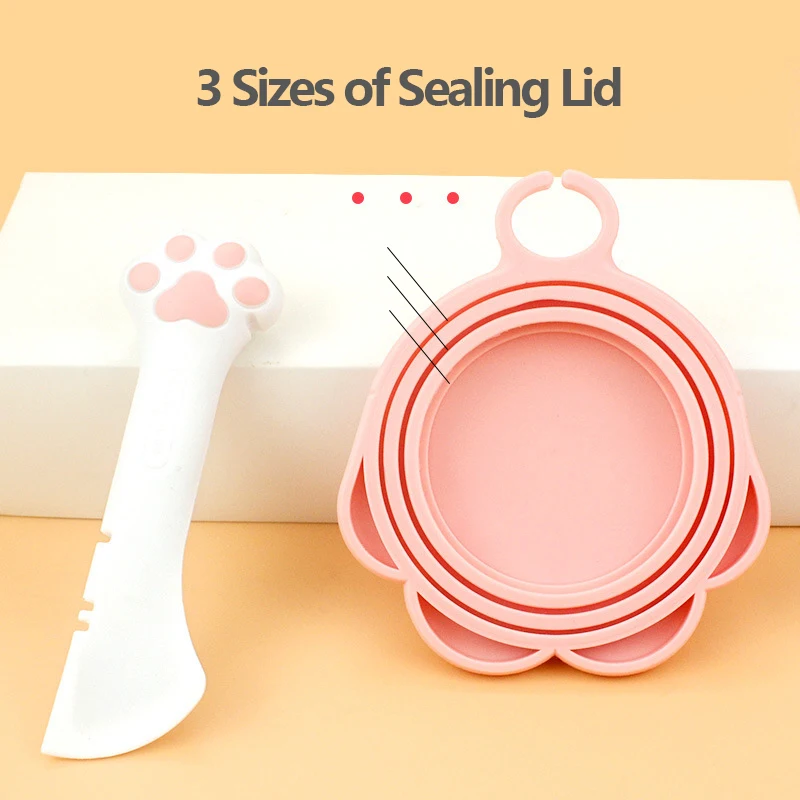 Pet Spoon Multifunctional Can Opener Wet Food Mixing Spoon Silicone Cat Can Sealing Cover Food Storage Dog Accessory