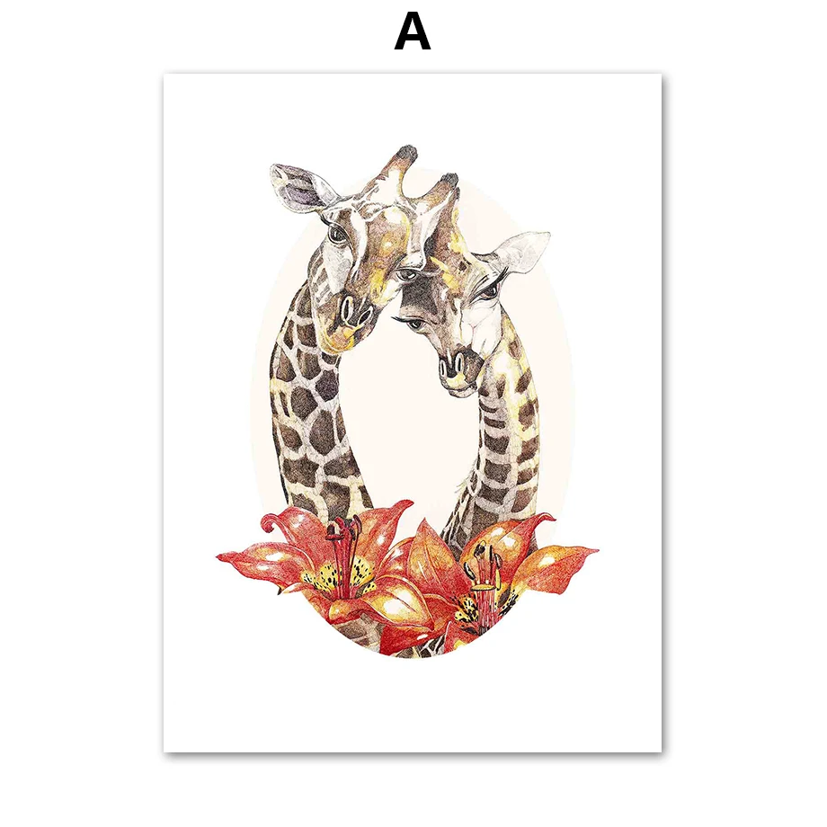 Настенная Картина на холсте с изображением цветов собак овец жирафа совы кота